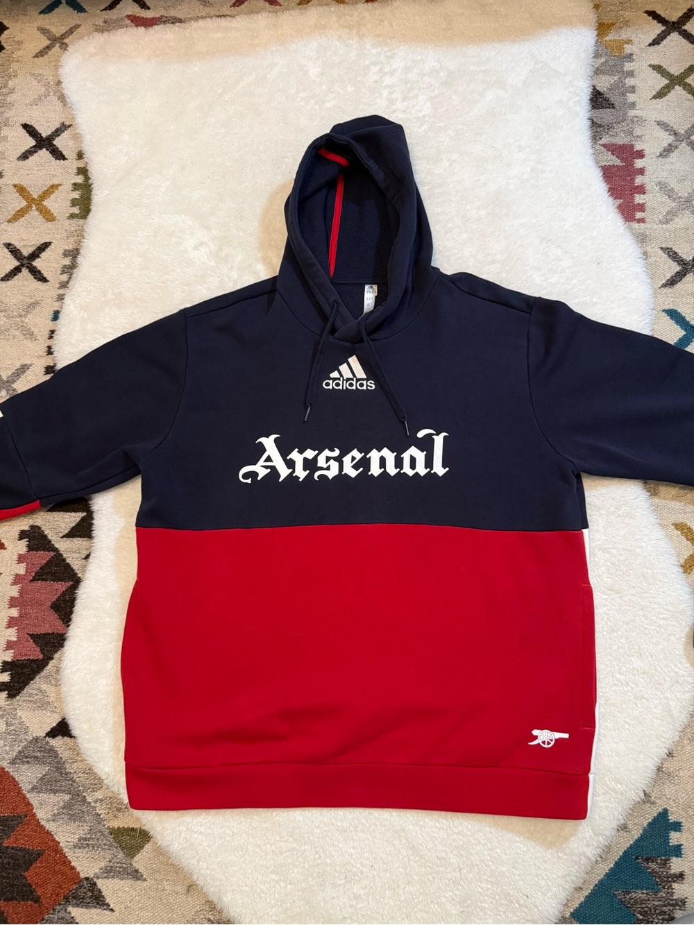 Adidas Arsenal Two-Tone Pullover Hoodie in Navy & Red